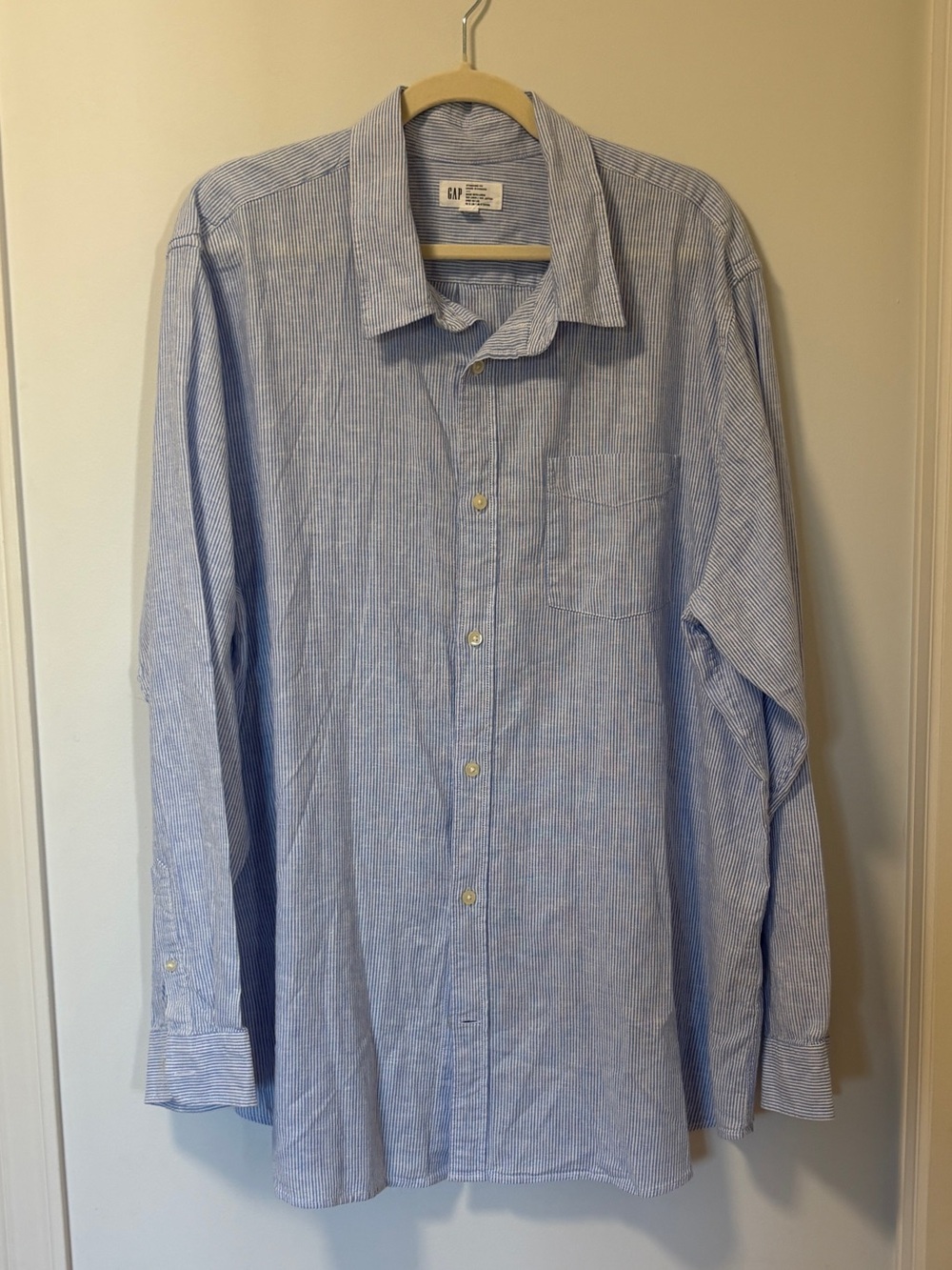 GAP Linen Cotton Lightweight Stripped Button Up Business Casual Shirt Men’s XXL